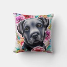 Labrador negro con flores
