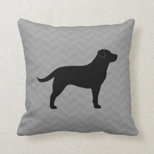 Cojín Decorativo Labrador negro recuperar Silhouette Herringbone