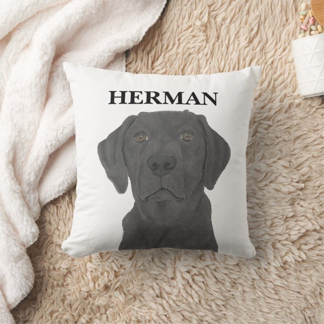 Cojín Decorativo Labrador negro reversible personalizado (Manta)