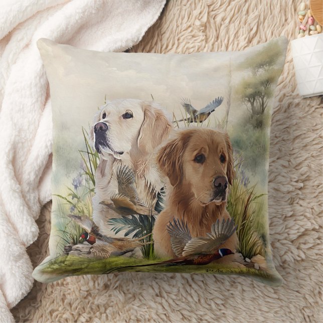 Cojín Decorativo Labrador recuperadores con faisán, arte (Manta)