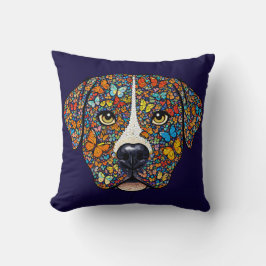 Cojín Decorativo Labrador Retriever Butterfly Kaleidoscope Portrait