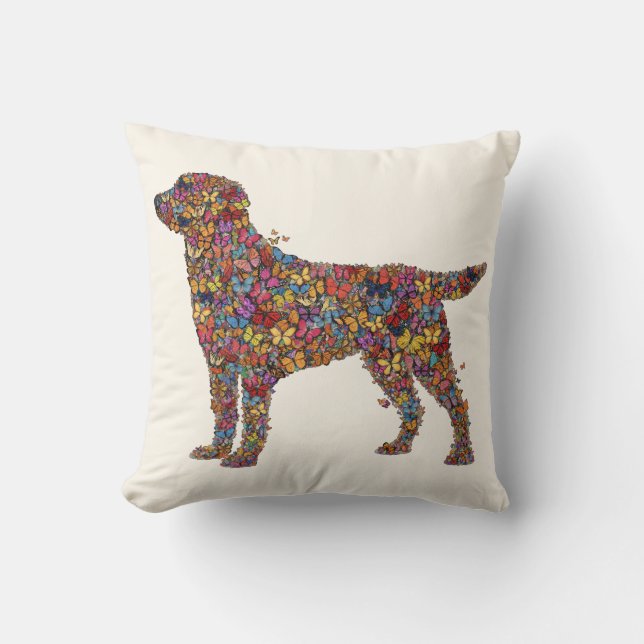Cojín Decorativo Labrador Retriever Butterfly Silhouette | Dog Mama (Anverso)