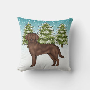 Cojín Decorativo Labrador Retriever de chocolate Navidad de inviern