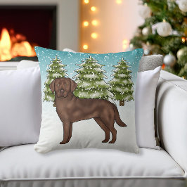 Cojín Decorativo Labrador Retriever de chocolate Navidad de inviern