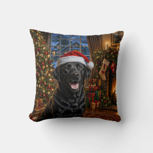Cojín Decorativo Labrador Retriever negro de vacaciones 