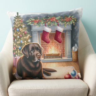 Cojín Decorativo Labrador Retriever Perro de Navidad Elegante y Aco