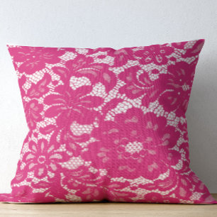 Cojín Decorativo Lace rosa caliente