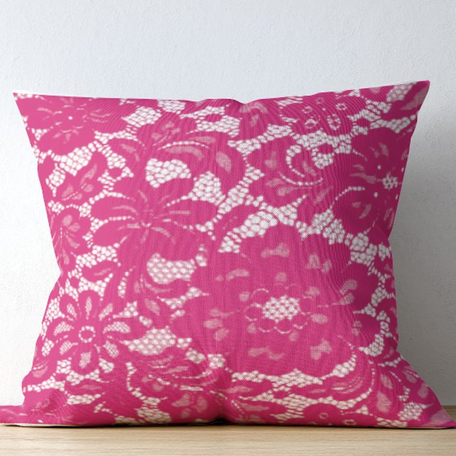 Cojín Decorativo Lace rosa caliente (Subido por el creador)