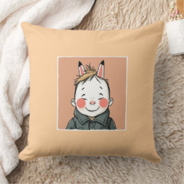 Cojín Decorativo Lächelnder Junge mit Hasenohren Kindliche Freude 