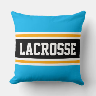 Cojín Decorativo LACROSSE Bright Sky Blue Black Athletic Stripes