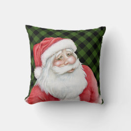 Cojín Decorativo Lado rojo verde de la tapa de búfalo y Santa Claus
