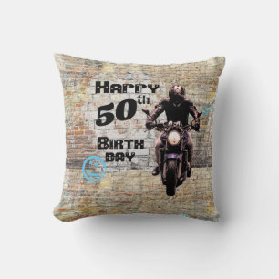 Cojín Decorativo Ladrillo de pared grunge industrial de motocicleta