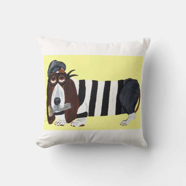 Cojín Decorativo Ladrón Basset Hound (Anverso)