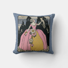 Cojín Decorativo Lady con un pájaro, un victoriano vintage