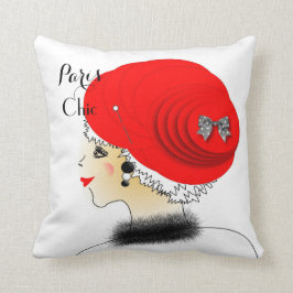 Cojín Decorativo Lady In Big Gorra Ilustracion De Moda De París