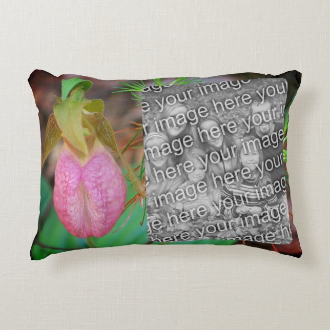 Cojín Decorativo Lady Slipper Orchid Frame Añadir la foto (Anverso)