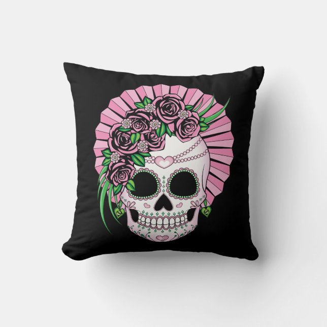 Cojín Decorativo Lady Sugar Skull (Anverso)