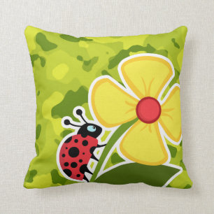 Cojín Decorativo Ladybug; Camo Verde Ácido; Camuflaje