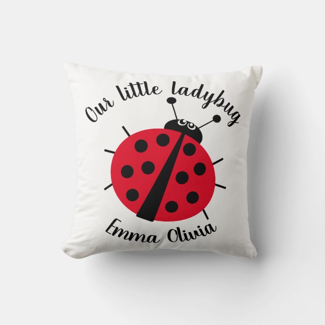 Cojín Decorativo Ladybug divertido personalizado rojo blanco (Anverso)