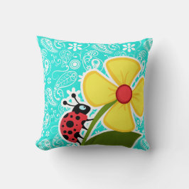 Cojín Decorativo Ladybug en Aqua Color Paisley; Floral