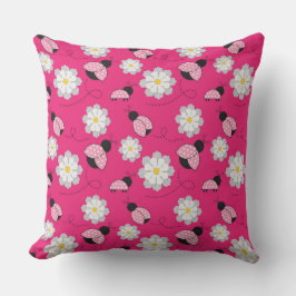 COJÍN DECORATIVO LADYBUGS BLANCOS DE COLOR ROJO Y BLANCOS