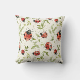 Cojín Decorativo Ladybugs Leaves Red White Dots