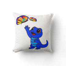 Lagarto de dibujos animados azul lindo alcanzando
