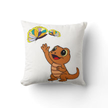 Lagarto de dibujos animados marrón lindo que alcan