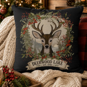 Cojín Decorativo Lago Deerwood Navidad rústica bosque ciervo