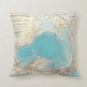 Cojín Decorativo Lago hidrográfico Mendota del mapa