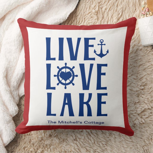 Cojín Decorativo Lago Live Love - Nautical Boat Lakehouse (Manta)
