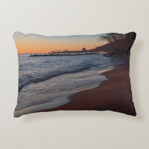 Cojín Decorativo lago michigan orilla norte milwaukee al amanecer