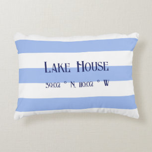 Cojín Decorativo Lake house Family name Blue Stripes