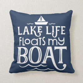 Cojín Decorativo Lake Life Flota Mi Barco Azul