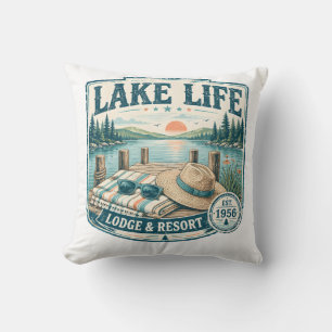 Cojín Decorativo Lake Life Lodge & Resort Retiro Vintage junto al l