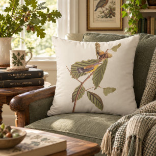 Cojín Decorativo Lámina 50 de la Reinita Magnolia de Audubon Arte d