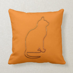 Cojín Decorativo Lámina de gato negro Naranja brillante