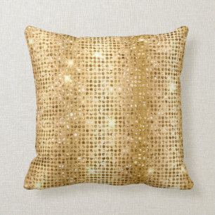 Cojín Decorativo Lámina Metálica Dorada y Purpurina Falsa Glam Punt