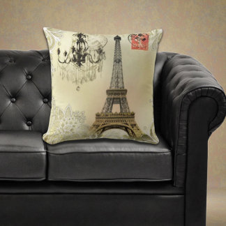 Cojín Decorativo lámpara de araña de encaje floral beige parís torr
