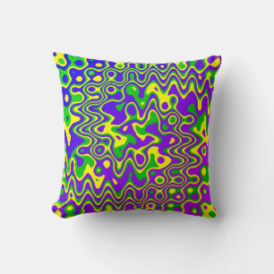 Cojín Decorativo [Lámpara de lava] Remolinos y puntos de Op-Art púr