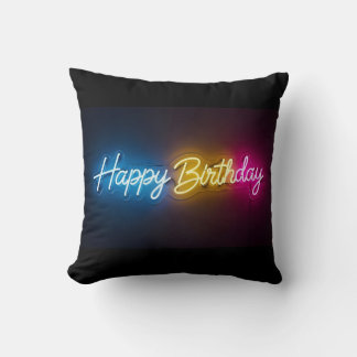 Cojín Decorativo Lámpara de neón Feliz Cumpleaños