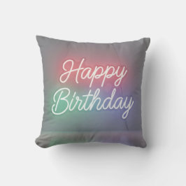 Cojín Decorativo Lámpara de neón Feliz Cumpleaños