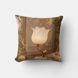 Cojín Decorativo Lámpara de tulipán de ópalo cálido vida quieta flo