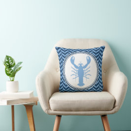 Cojín Decorativo Langosta azul náutico costero