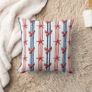 Cojín Decorativo Langosta Patriótica Rojo Blanco Azul Estrellas (1)