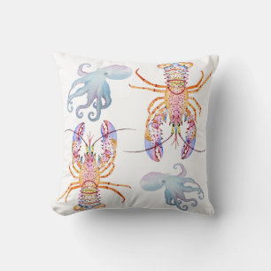 Cojín Decorativo Langosta rosa y azul