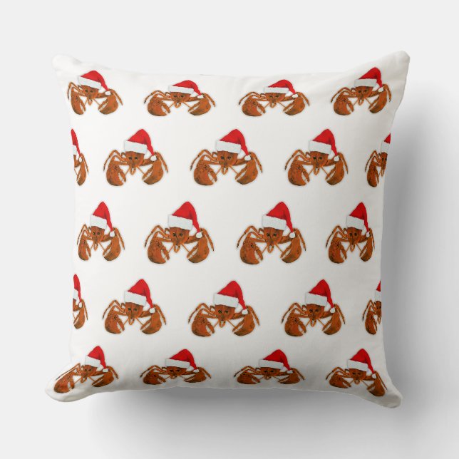 Cojín Decorativo Langosta Santa Claus Marítimo (Anverso)
