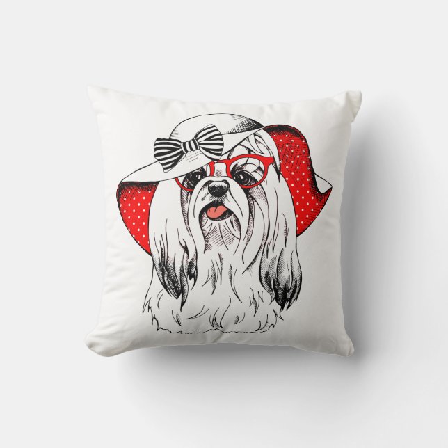 Cojín Decorativo Lanzamiento de la moda de Yorkie (Anverso)