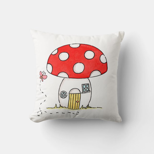 Cojín Decorativo Lanzamiento de patrón de toadstool y mariposa para (Anverso)