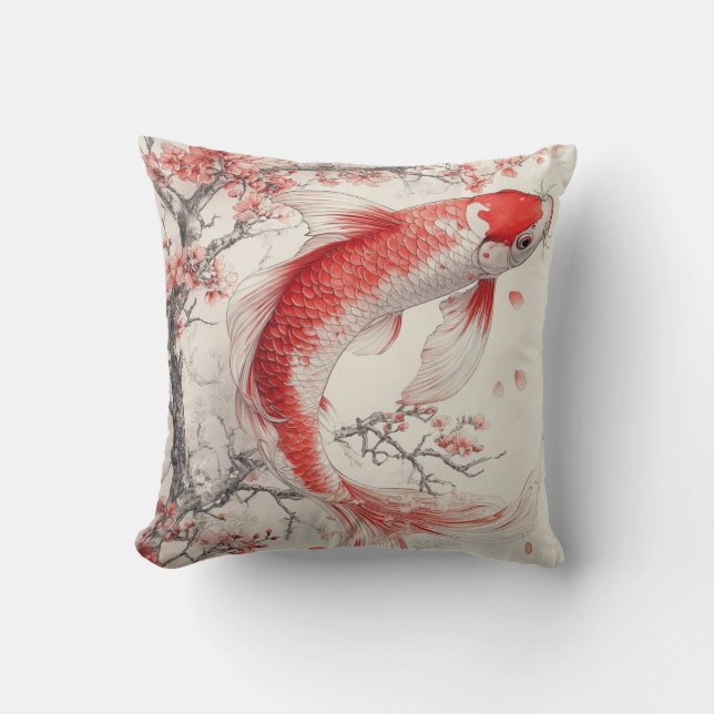 Cojín Decorativo lanzar Pillow, pez koi (Anverso)